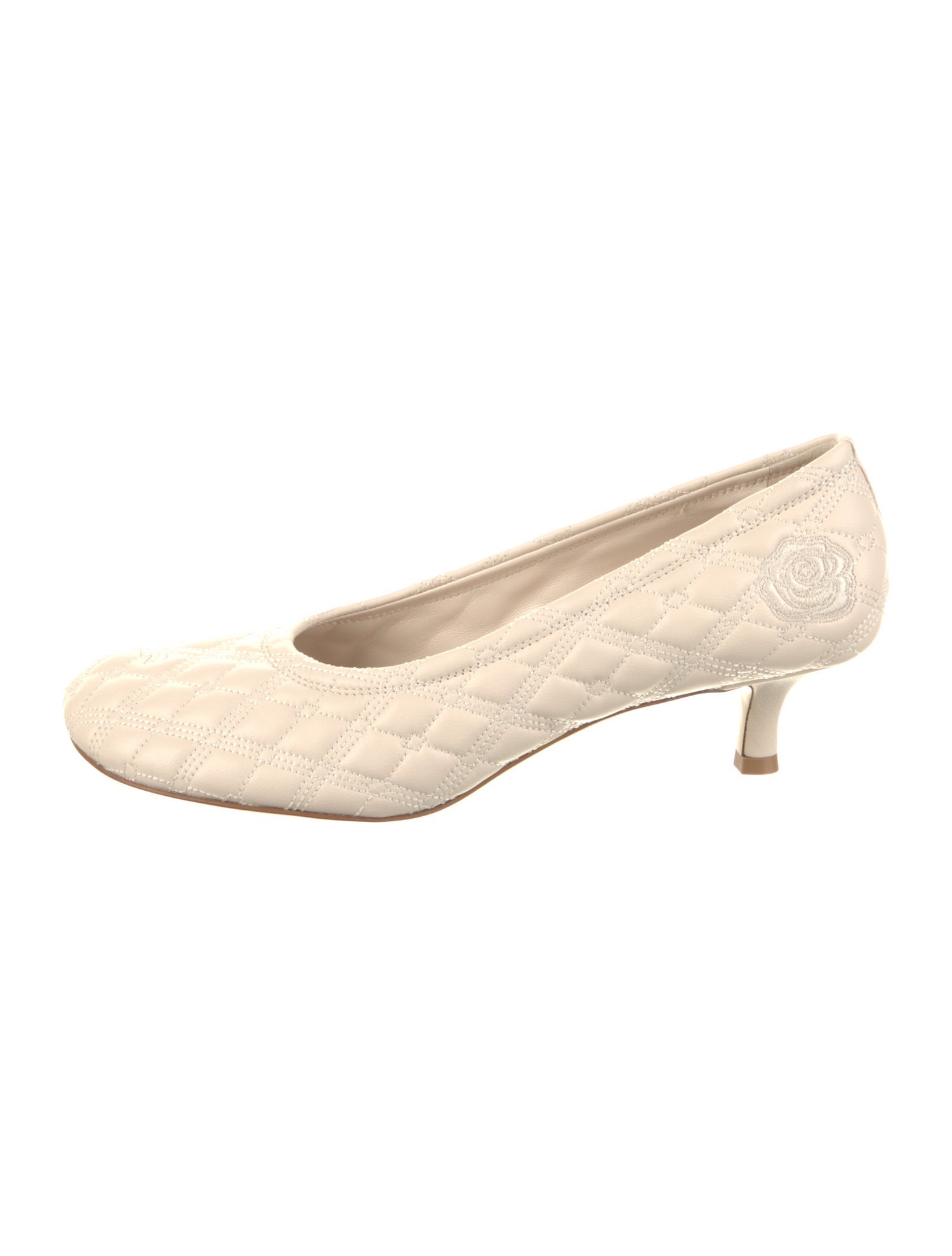 Burberry Leather Embroidered Accent Pumps